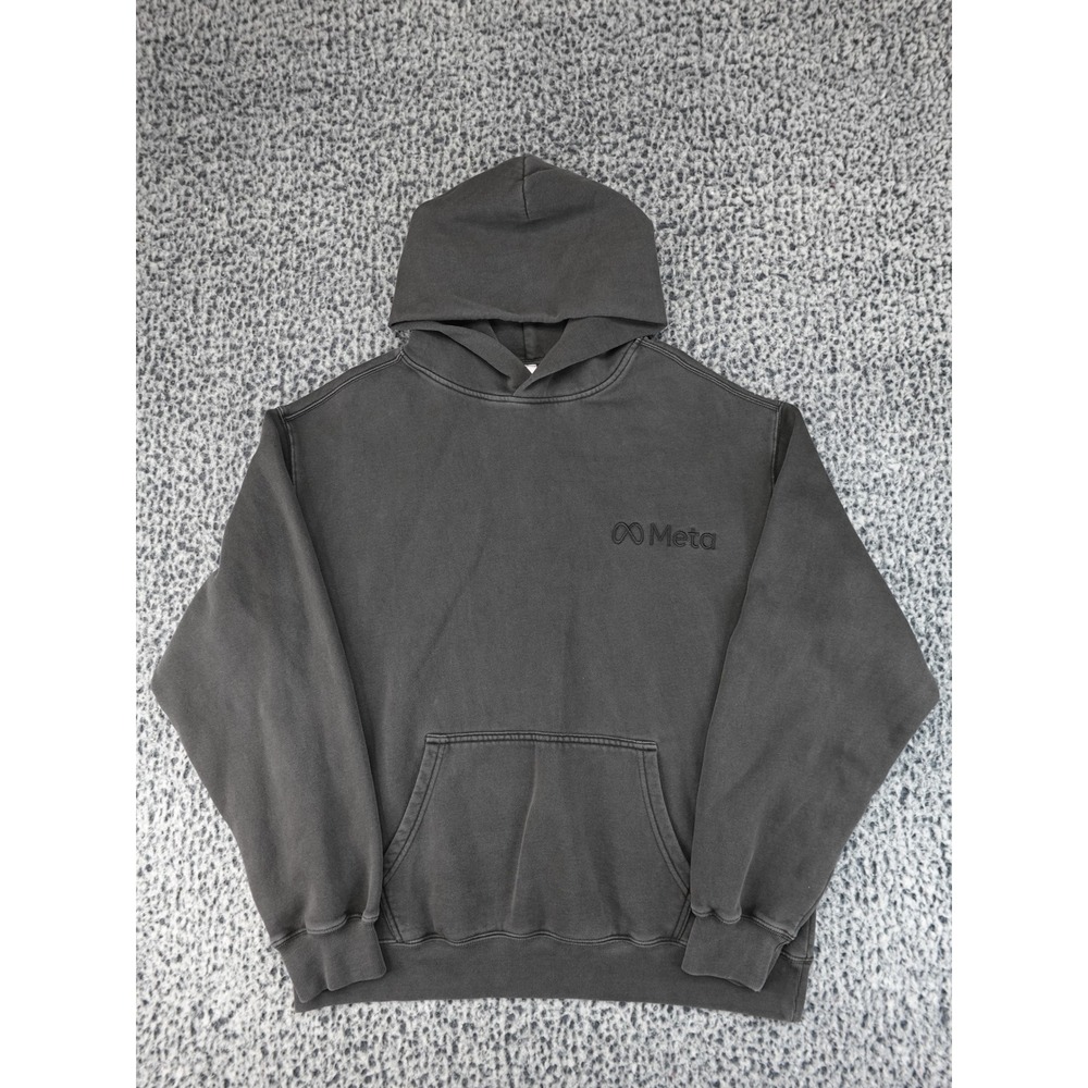 AS‎ Colour Meta Employee Hoodie Mens Large Charcoal Grey Faded Relax Sweatshirt